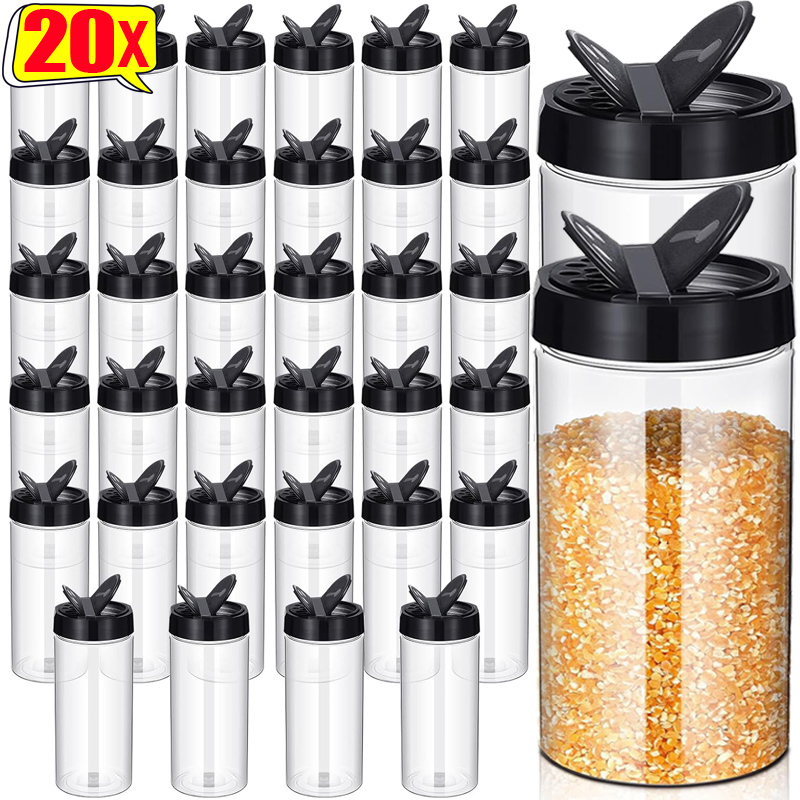 20/1PC Plastic Spice Jars Containers with Cap Transparent Seasoning Powder Jars Condiment Storage Boxes Container Kitchen Tools