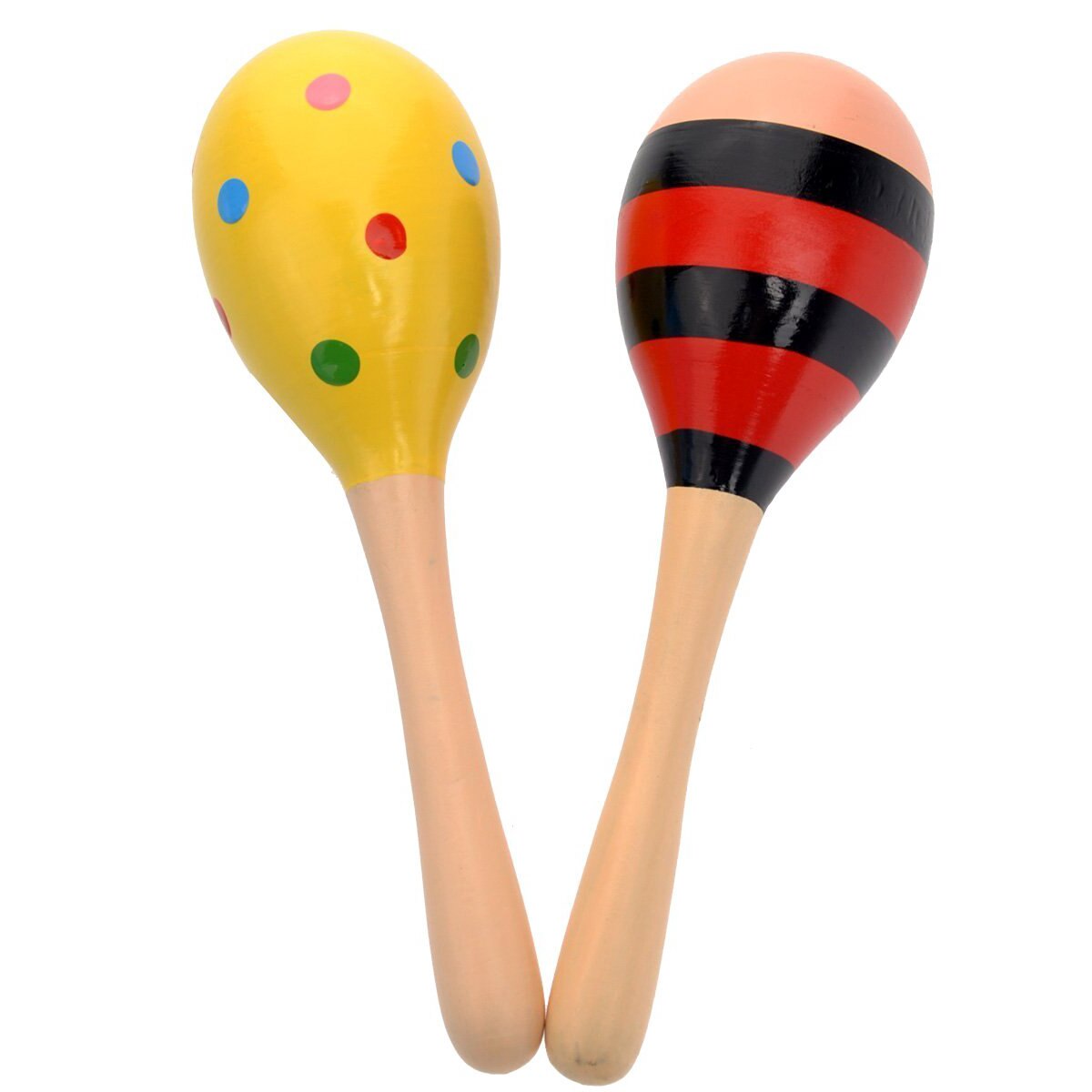 2 st 20cm barn bebis trä maracas skallra shakers musikaliska pedagogiska leksaker (slumpmässig färg)