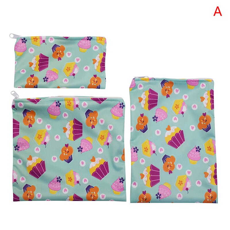 3 unids/set reutilizables bolsa impermeable pan Sandwich bolsa para campamento de la escuela.: A