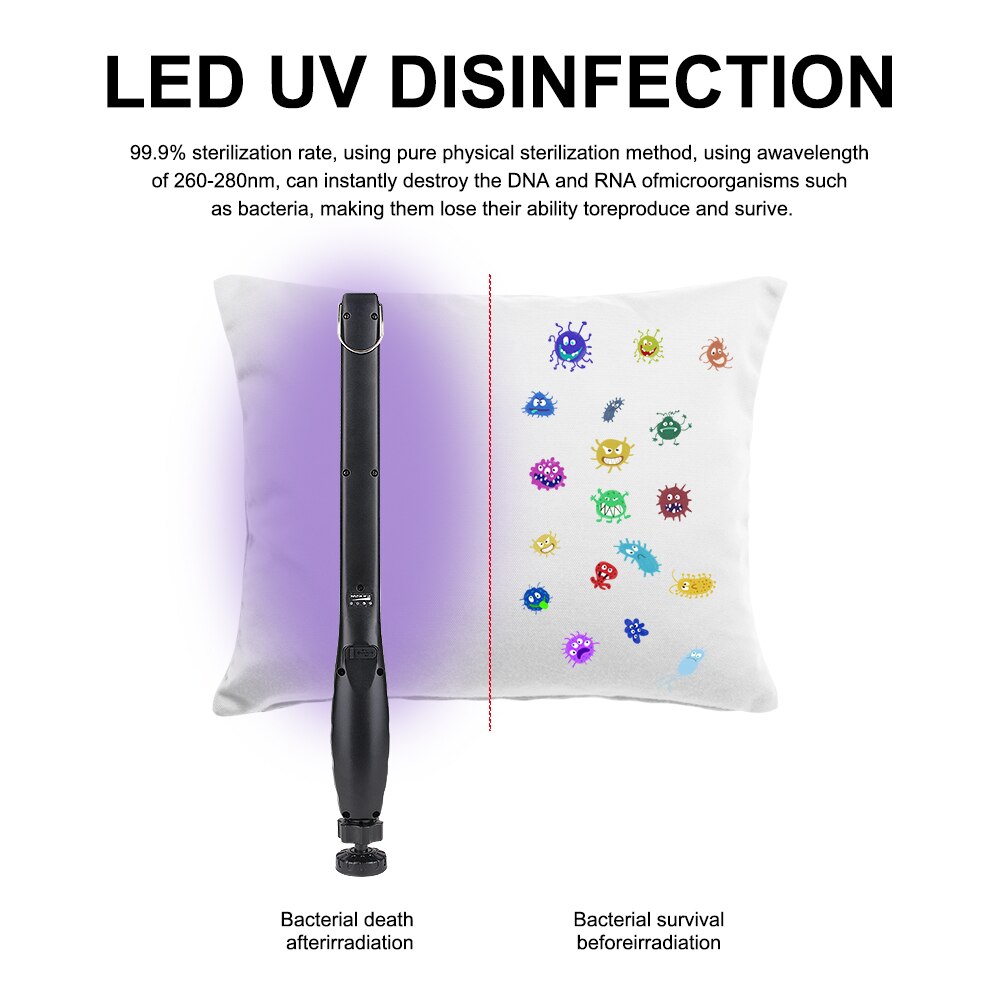 Usb ladattava kannettava ultraviolettilamppu uv-sterilointivalo bakterisidinen lamppu kädessä pidettävä uvc-desinfiointivalo led-työlamppu