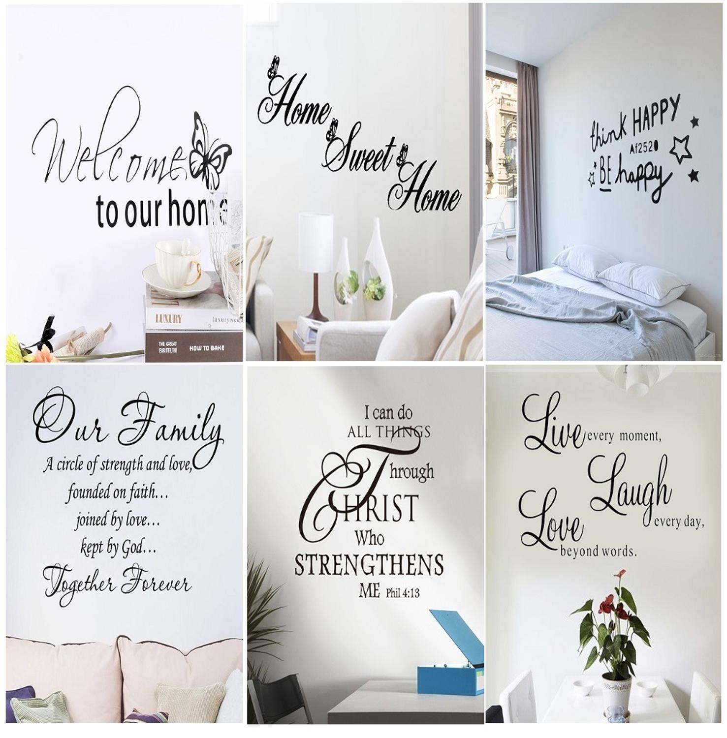 Alphabet Phrase Quotes about Family Life Wall Stickers DIY Art Words Wall Sticker Home Living Room Decoration Wall Decals