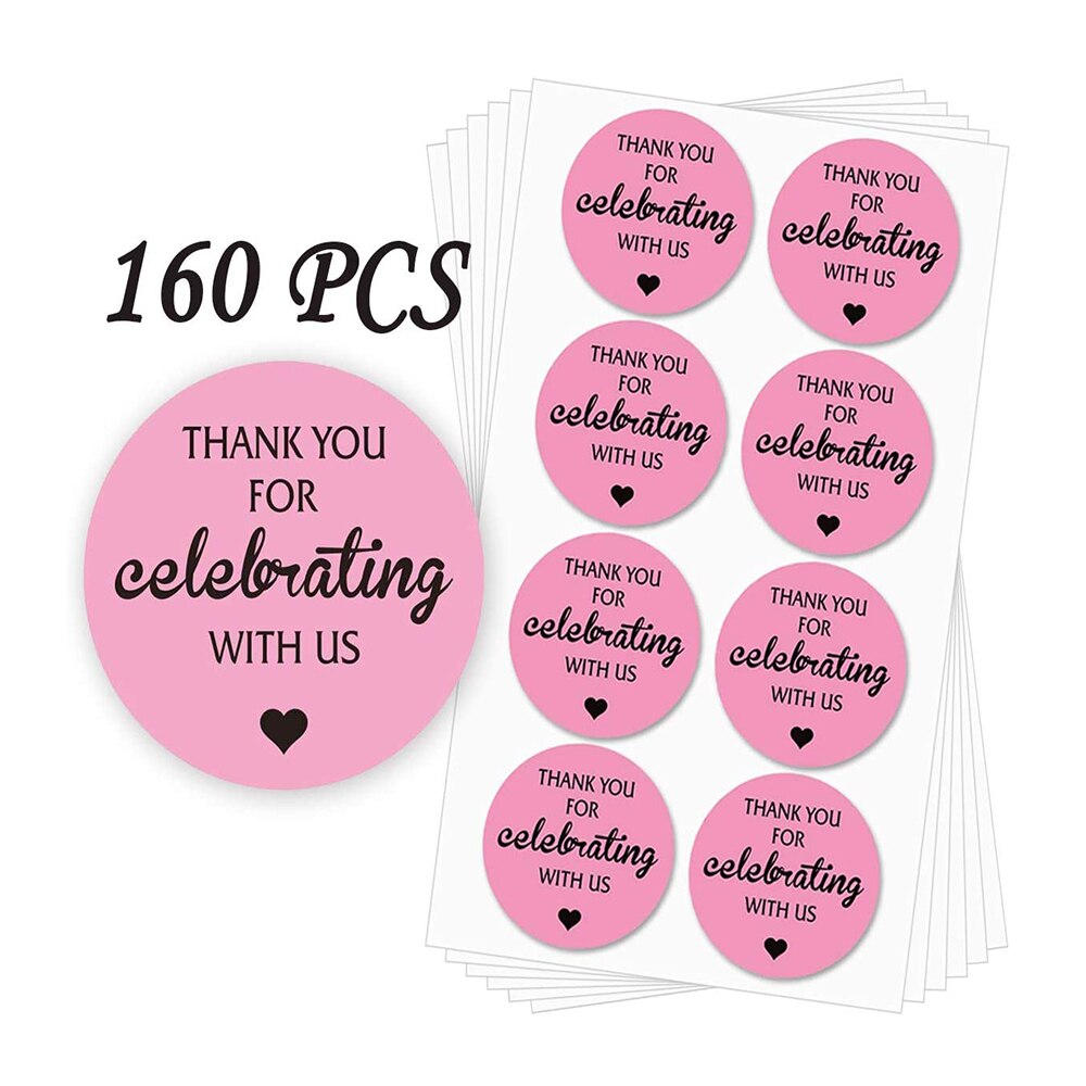 Dank U Voor Het Vieren Met Ons Stickers Voor Bruids Bruiloft Douche, Jubileum, Afstuderen, Kerst