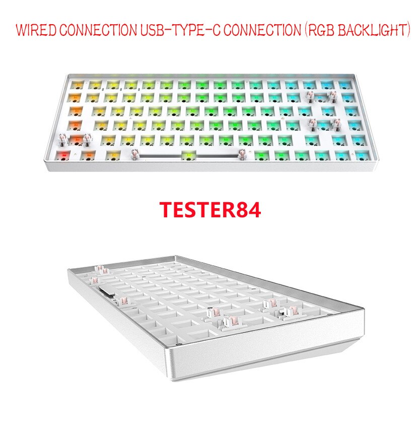 Swap Mechanical Keyboard RGB wired detachable cable Compatiable With 3/5 Pins For Cherry Gateron Kailh Keyboard: TES84 wired Black