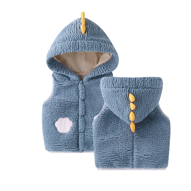 Kinderen Vest Herfst En Winter Baby Jongens En Meisjes Faux Kasjmier Fleece Vest Baby Uitgaan Warme Kleren: Blue / 100cm