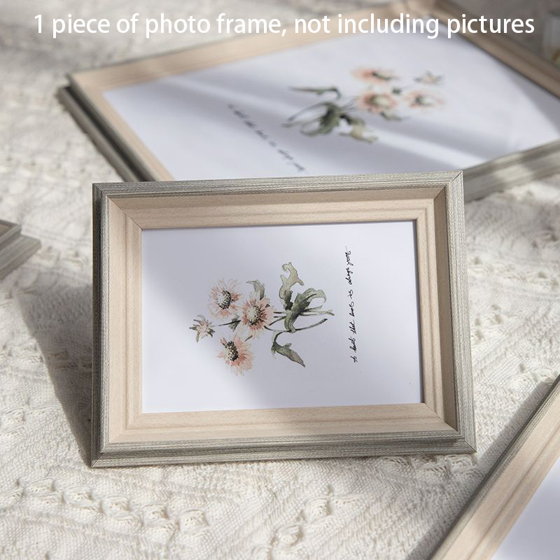 Wood Picture Frame Distressed Photo Frames Antique Wall Hanging Tabletop Display Wedding Farmhouse Home Decor Retro Family: 7 inch / Red