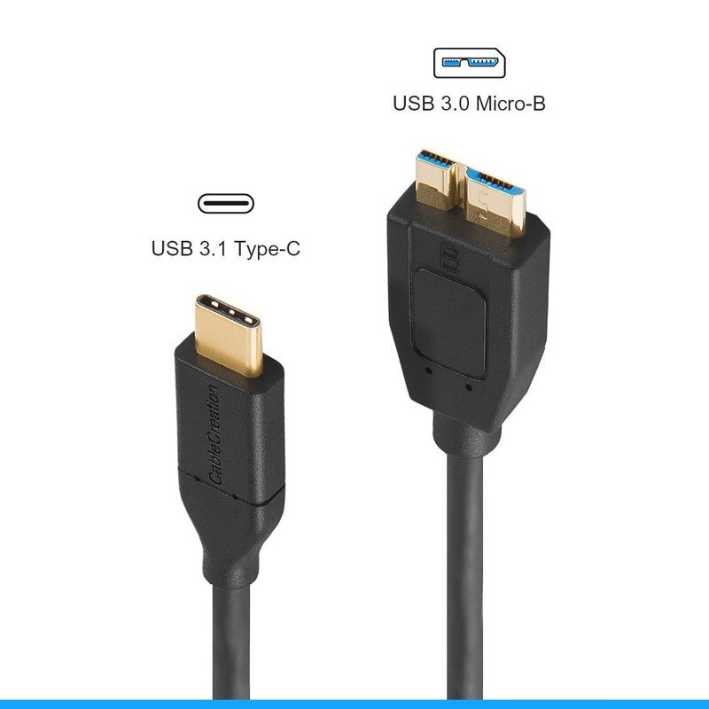 USB C to Micro B 3.0 Cable (Gen2/ 10Gbps), 1ft USB 3.1 External Hard Drive Cable, Compatible with MacBook (Pro)