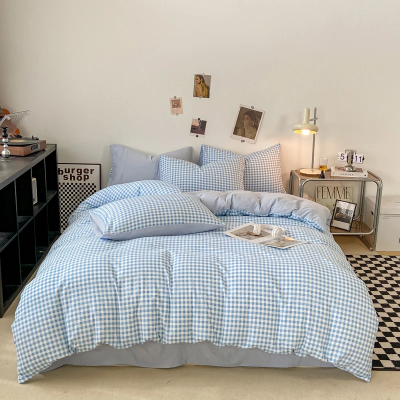 Housse de couette respectueuse de la peau, 4 pièces, housse de couette de Style écossais, housse de lit Double face, Wojельное белье, housse de couette pour la maison