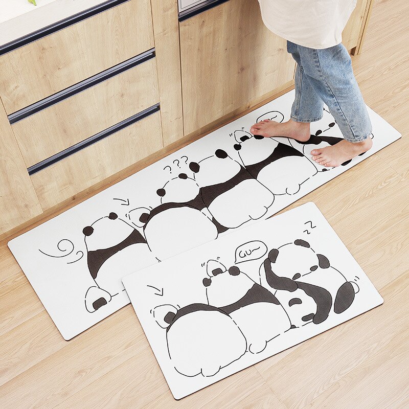 PU Leather Kitchen Floor Mat Oil-proof Long Kitchen Mat Home Environmental Protection Waterproof Anti-skid Fatigue Foot Mat: 06 / 45x75cm