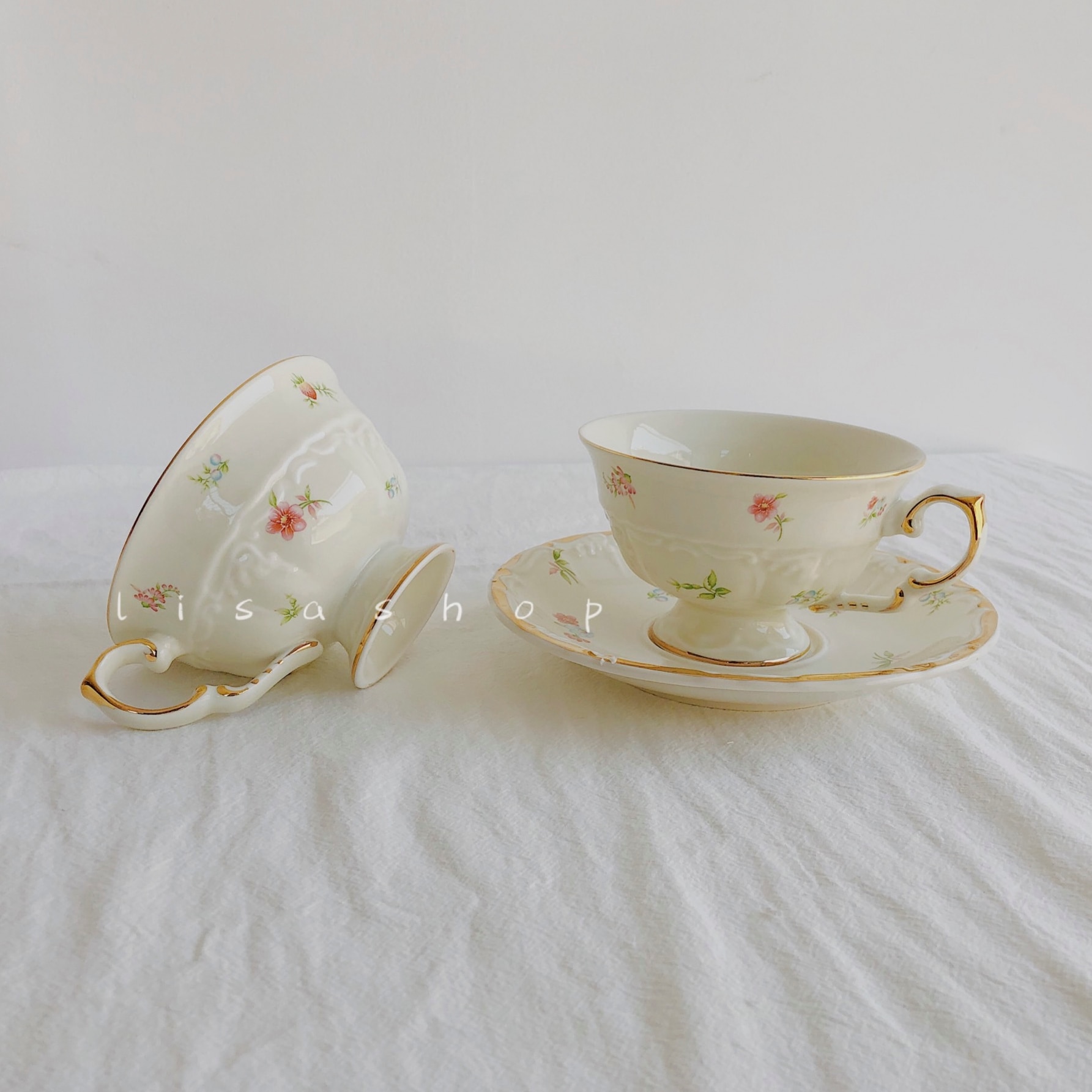 White French Style Ceramic Coffee Cup and Saucer Set Small Funny Vintage Reuseable Coffee Cup Filizanki Do Kawy Mug BD50CS