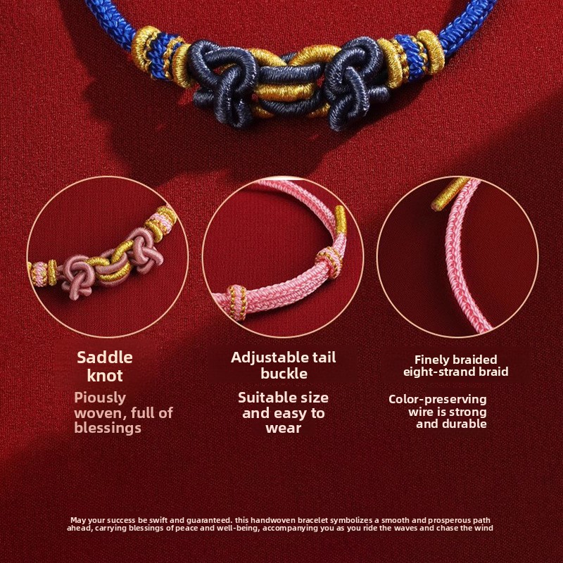2026 Paardenjaar Rood Touw Armband Vrouwen Handgeweven Twaalf Zodiac Paard Rat Os Konijn Thais Nieuwjaar Hand Touw Etnische Stijl