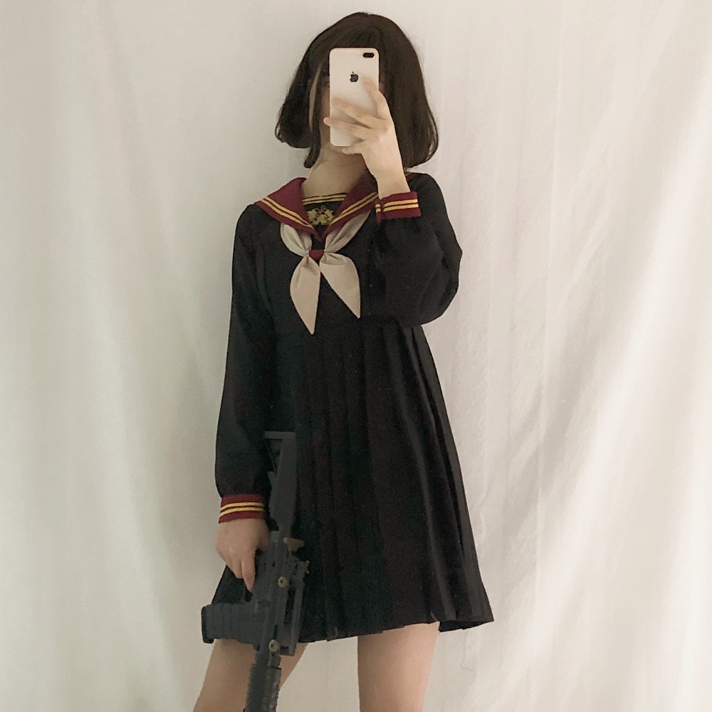 Japanese School Uniform Class Girl Maid Sailor Navy style Cosplay clothes Escolar Japones Costume Dolly Skirt Full dress