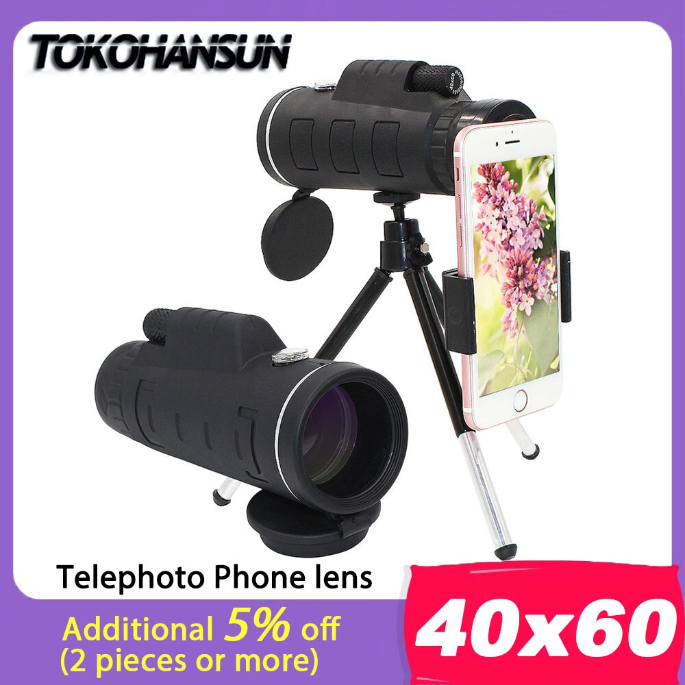 Telefoon Lens 40X60 Zoom Telescoop Monoculaire Super Lens Voor Telefoon Hd Camera Lentes Voor Iphone 6S Xiaomi meer Cellphone Met Statief