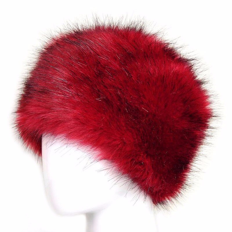 Winter Dikke Pluizige Hoofdband Voor Vrouwen Mannen Bont Haarband Russische Harige Oorbeschermers Elastische Tulband Brede Hoofddeksels Ski Hoeden Accessoires: Rood