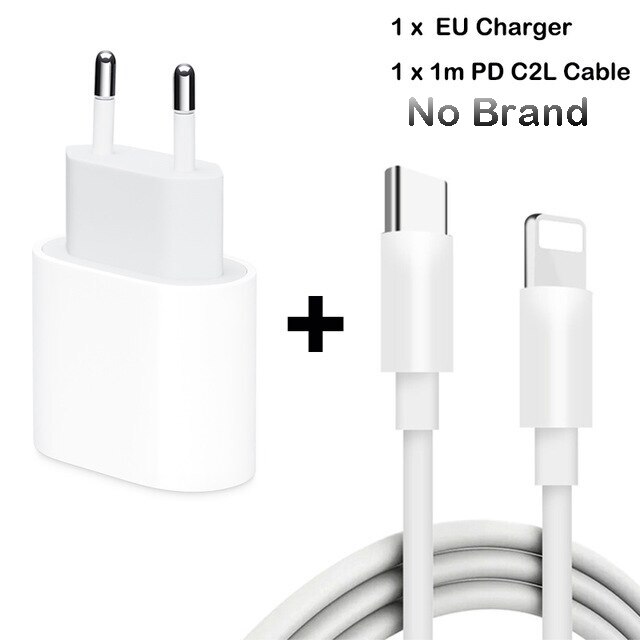 Original Apple 18W Power Adapter Ladegerät USB-C zu Blitz Kabel US EU Stecker Smart Telefon Schnelle Ladegerät für iPad iPhone 8/X/11 pro: EU and cable 1M