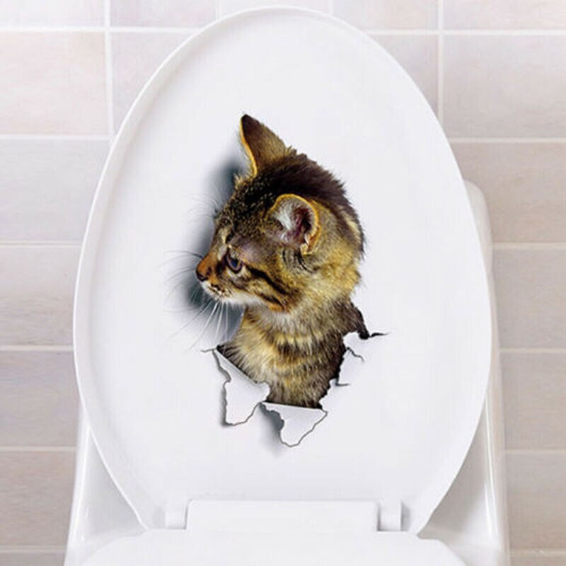 Søde 3d katte tapet dekoration badeværelse toilet stue boligindretning mærkat baggrund pvc klistermærker tapeter 3 typer