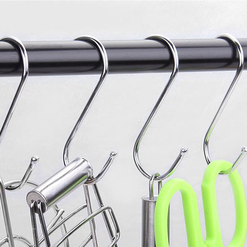 S Shape Hook Door Save Space Closet Bag Holder Clothes Hanging Powerful Stainless Steel Meat House Kitchen Pot Pan Hanger