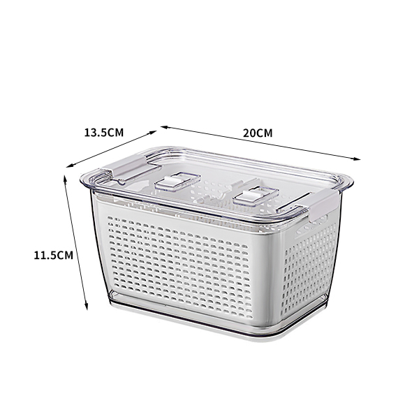 Refrigerator Food Produce Saver Storage Containers With Lid Fridge Fresh Vegetable Colander Storage Box Kitchen Organization: M White