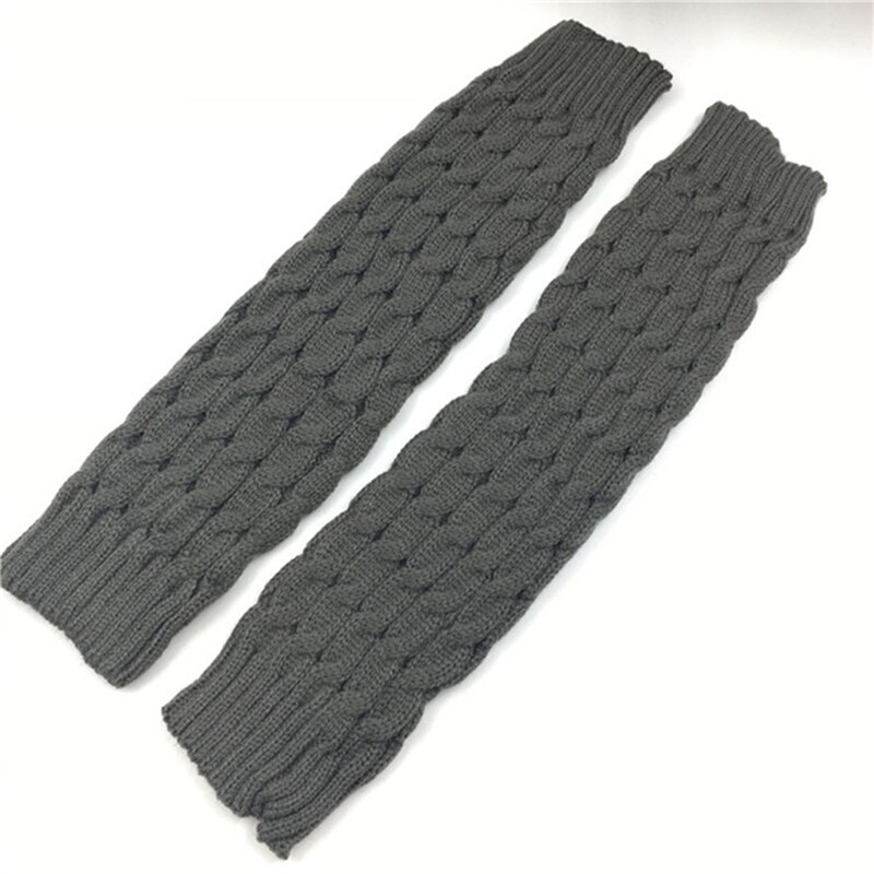40cm jambières femmes genou haute hiver tricot solide Crochet jambières pour bottes manchettes chaussettes longues chaussettes: Dark gray