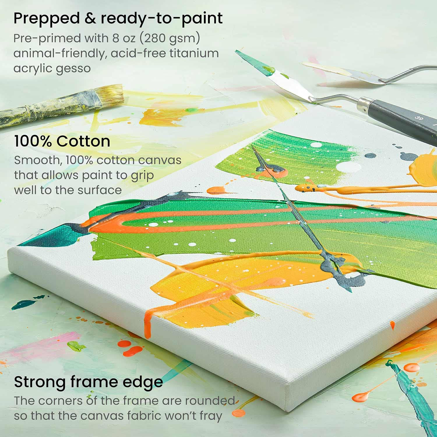 Locsyuve – lot de 10 toiles de peinture extensibles, 100% coton, fournitures d'art pour acrylique et peinture à l'huile
