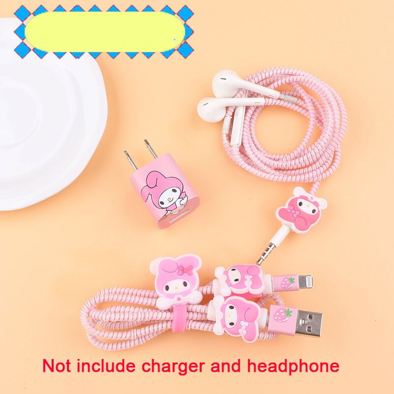 3 i 1 kabel opptrekker tpu spiral ledning beskyttelse usb ladekabel beskytter øretelefon ledningshåndtering til iphone 5 5s 6 7 8: 12 til iphone