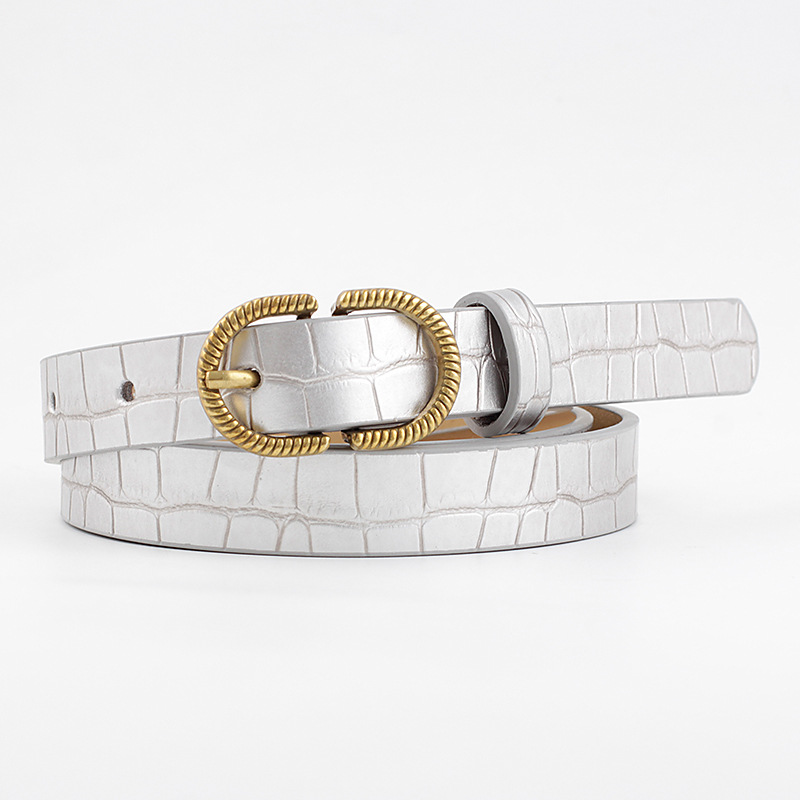 Merkebelte kvinne gullspenne svart hvitt skinnbelter til kvinner kvinnelige jeans smale damer midje belte ceinture femme linning: Sølv