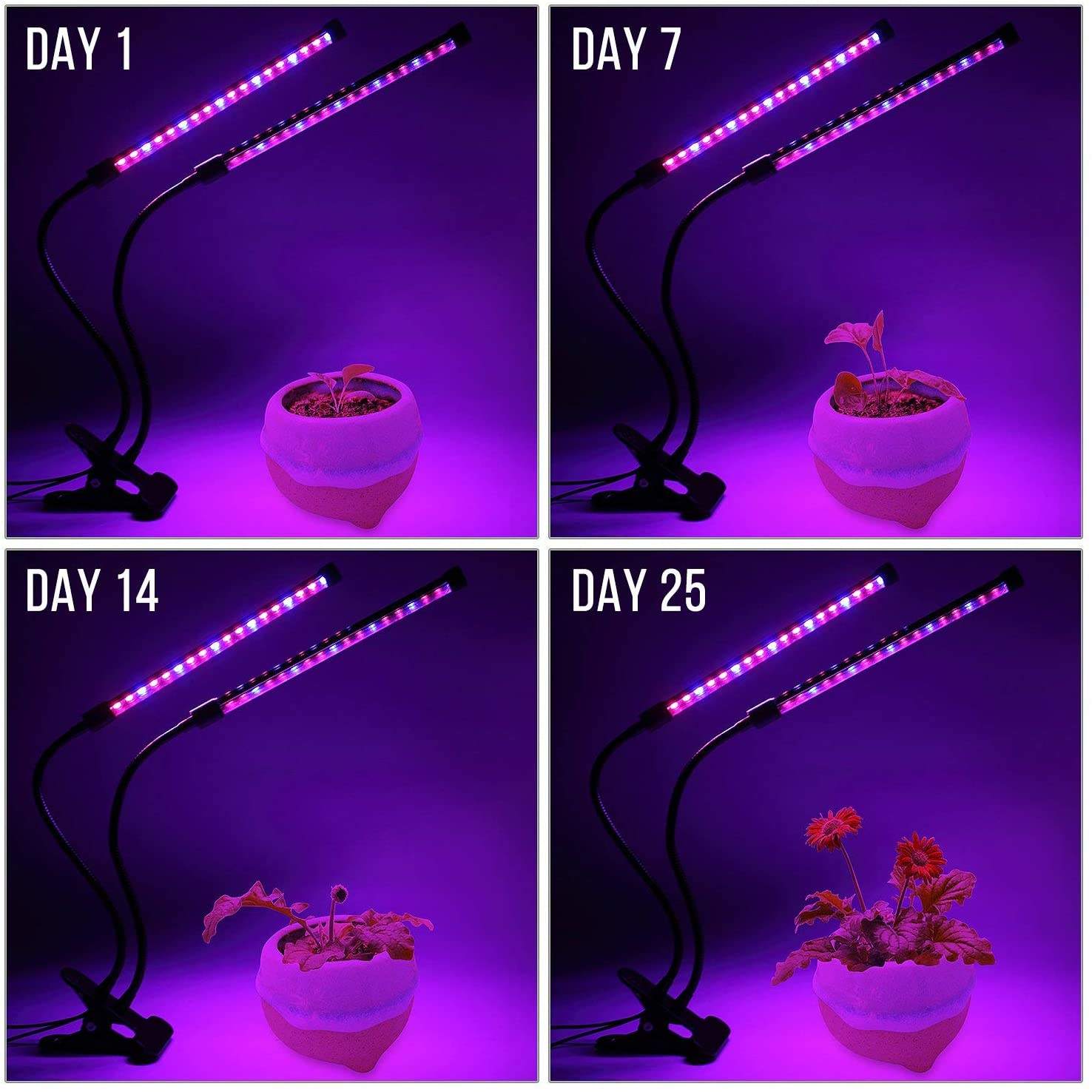 Luz LED USB para cultivo de plantas, jardín interior, 10 niveles regulables, luz de cultivo, temporizador de espectro completo, ajuste de invernadero hidropónico 3H/9H/12H