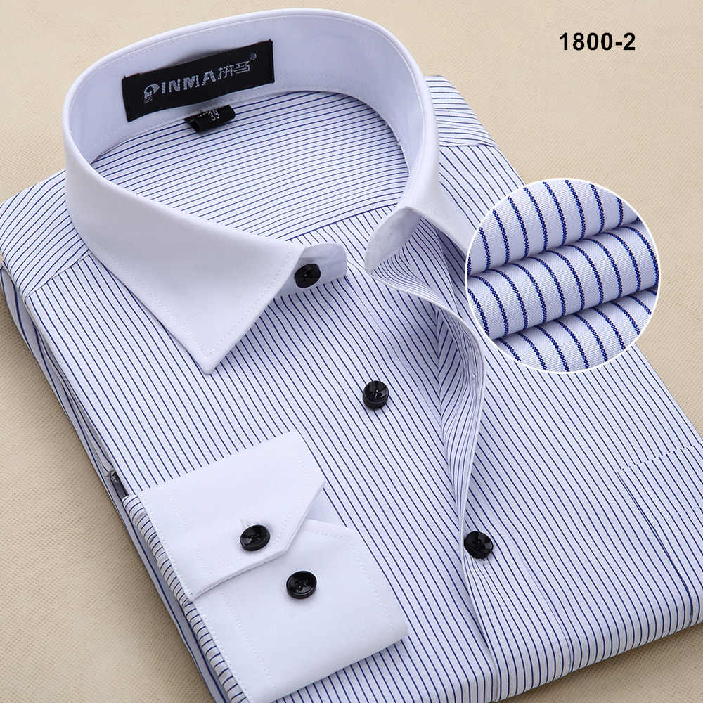 Brand Men's Full Sleeve Striped Shirts Men Social Business Formal Shirt Dress Shirt For Men