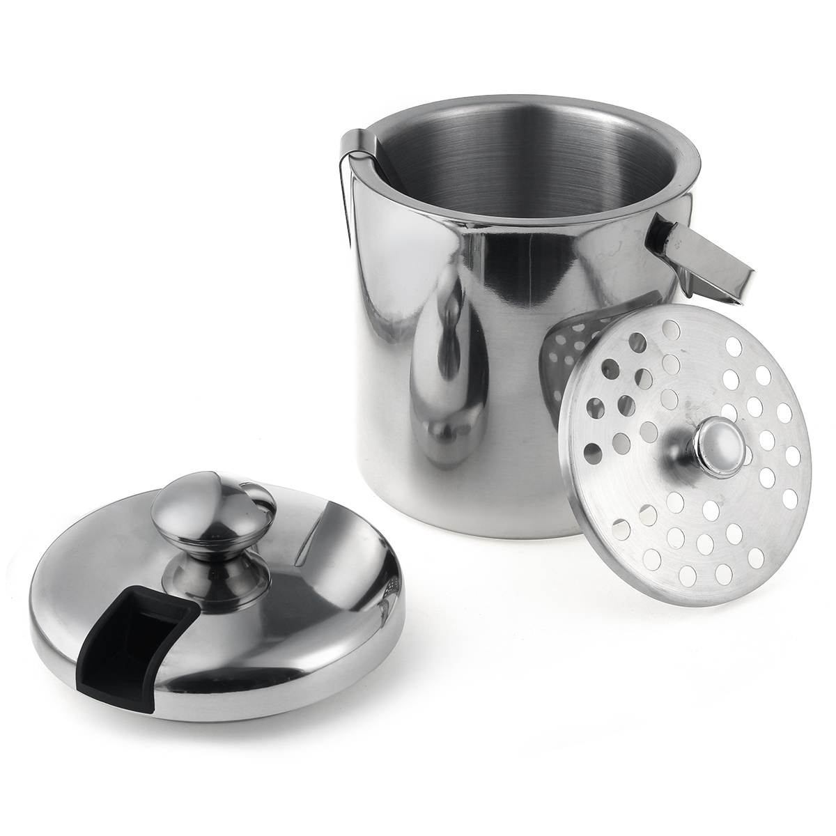 1,3 L Edelstahl Eis Würfel Container Doppelwandige Eis Behälter Eimer Mit Eis Zange Clip Deckel für Lagerung Und Bar Kühler