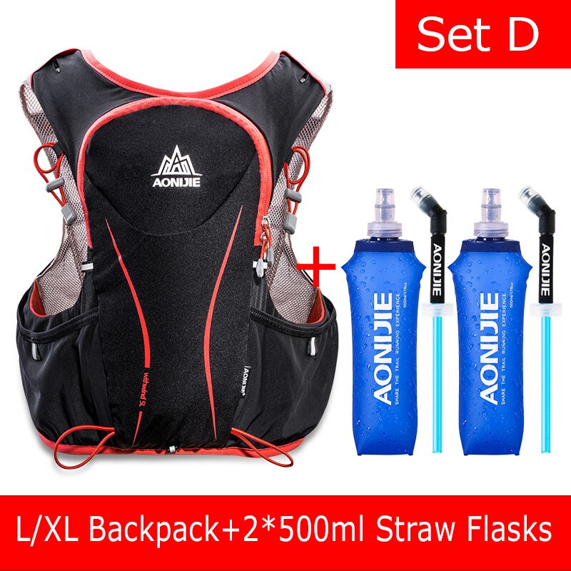 AONIJIE E906 Hydration Pack Backpack Rucksack Bag Vest Harness Water Bladder Hiking Camping Running Marathon Race Sports 5L: E906 Set D