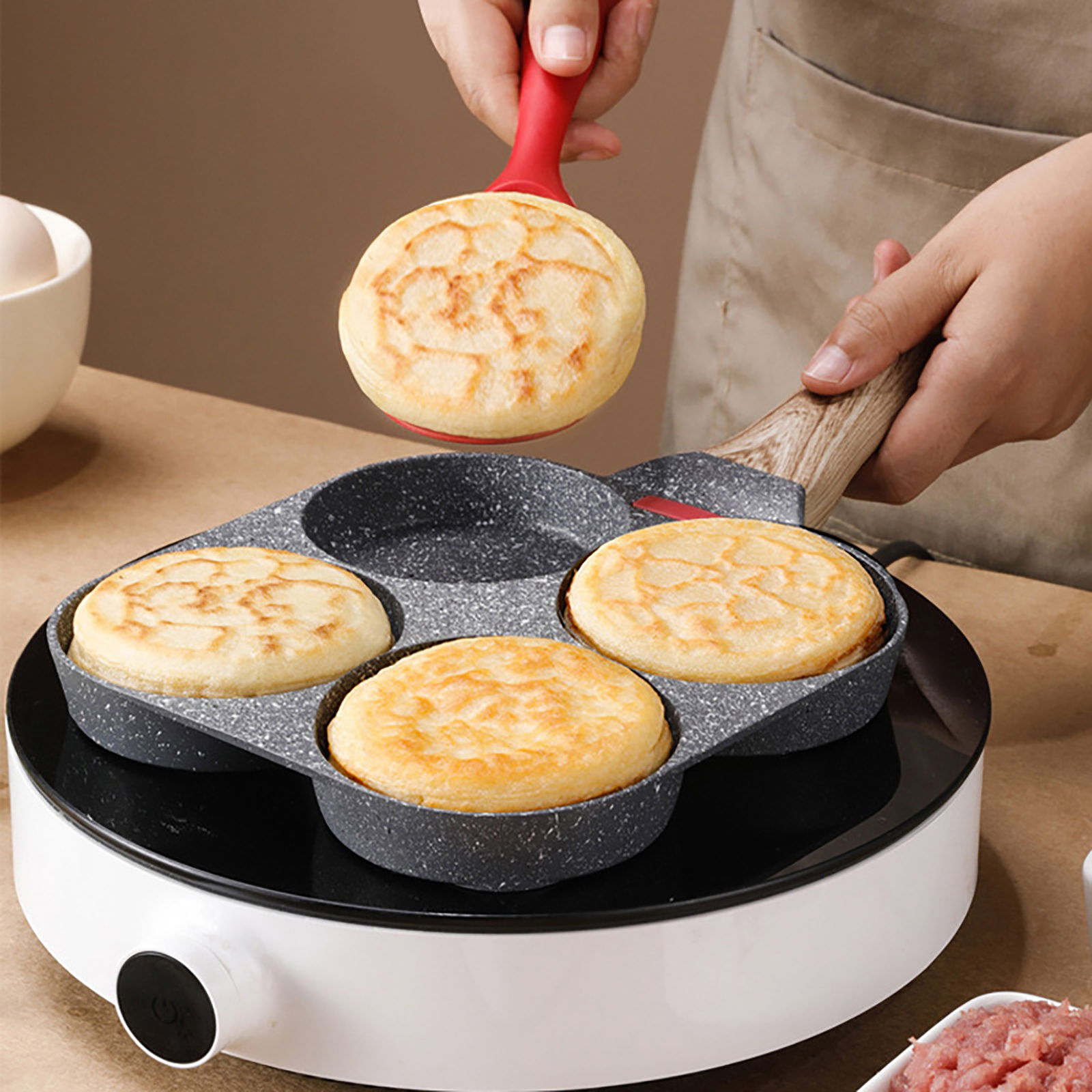 2-4 huller stegegryde pande fortykket omeletpande non-stick æg pandekage bøfpande madlavning æg skinke pander morgenmad maskine køkkengrej pande