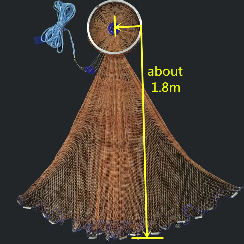 Finefish Easy Cast Nets Steel Sinker Catch Fishing Net With Ring Small Mesh Fly Hand Throw Gillnet: B36