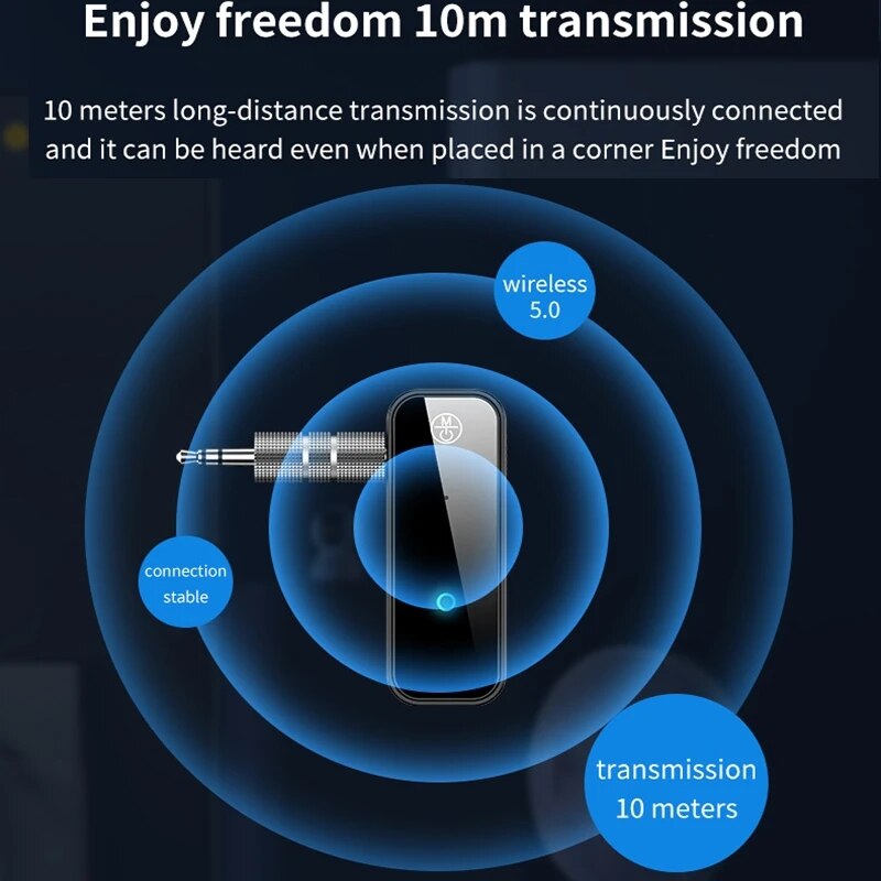 Ricevitore audio bluetooth 5.0, trasmettitore, chiamata vivavoce, 3.5mm jack, adattatore stereo hifi per musica wireless con microfono per tv, pc, kit per auto