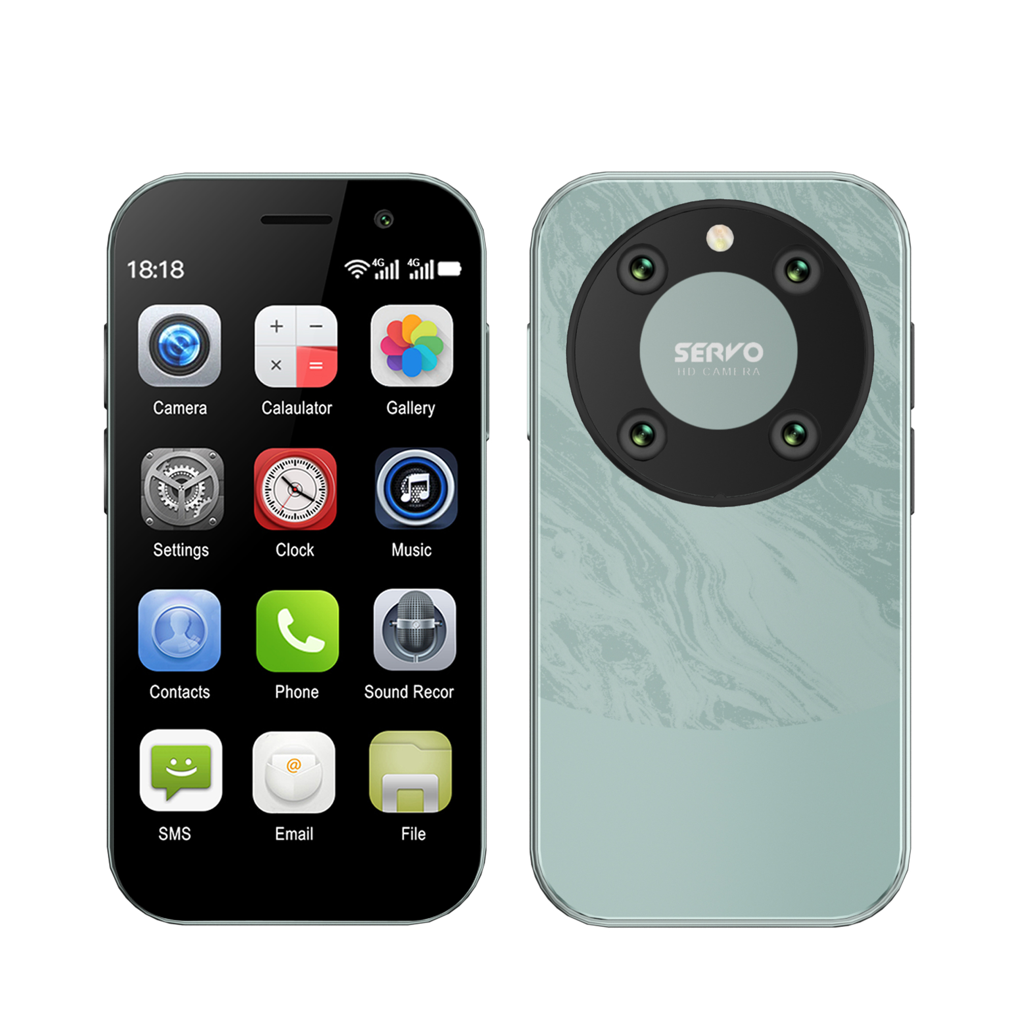 Mini smartphone 3.0 inch scherm android  os 4g lte zaktelefoon 2 simkaarten gezichtsontgrendeling 2gb+16gb wifi google play kleine mobiele telefoon: Groente