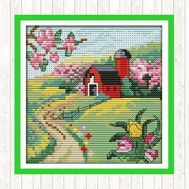 Four seasons aida tyg 14ct 11ct count print canvas broderi kit handarbete broderi mönster gör det själv hantverk korsstygn set