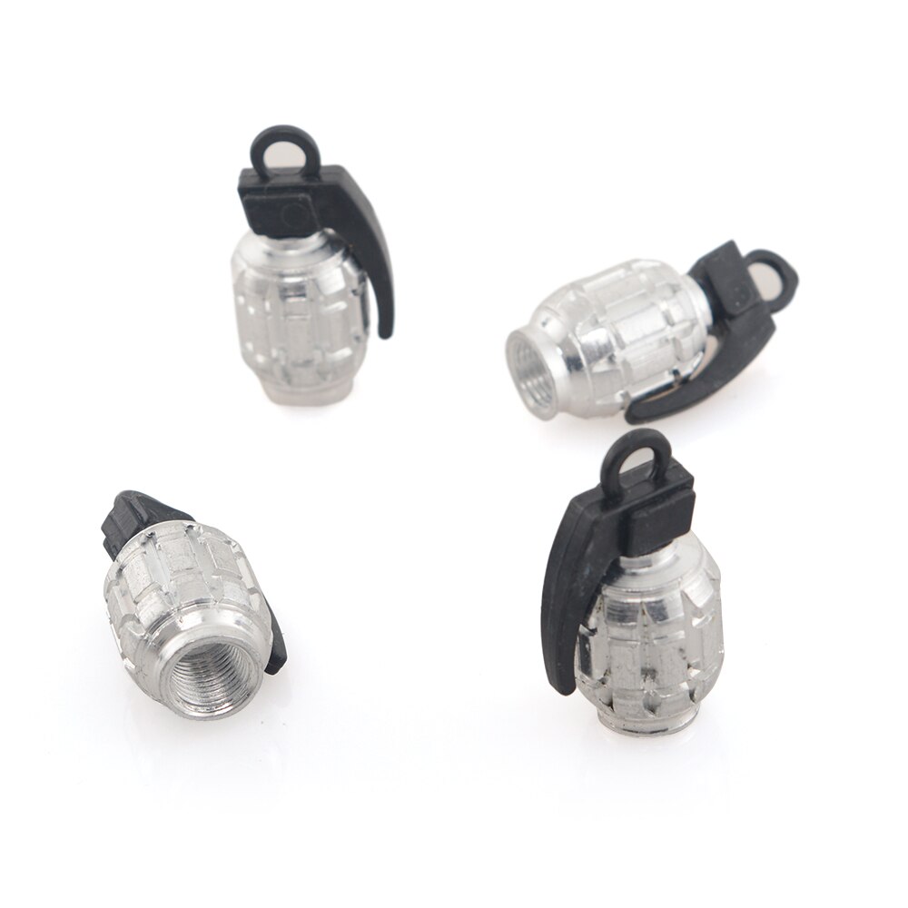 4 Stuks Fiets Ventieldopjes Dust Covers Fiets Voor Mtb Bmx Auto Ventiel Accessoires: Zilver