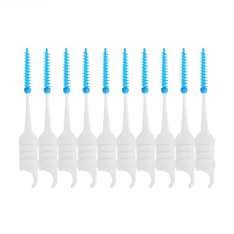 200Pcs/Box Soft Silicone Dental Floss Interdental Brush Disposable Teeth Stick Toothpicks Floss Tooth Pick Oral Care Brush Cle
