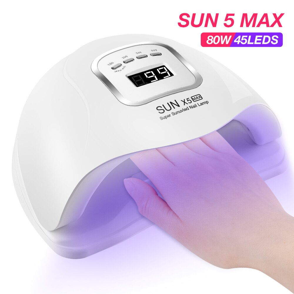 Ladymisty 72W Nail Dryer Led Uv Lamp Dual Handen 36 Pcs Led Nagels Lamp Voor Curing Uv Gel Nail polish Met Lcd-scherm Salon Tool: Sunx5 max 80w
