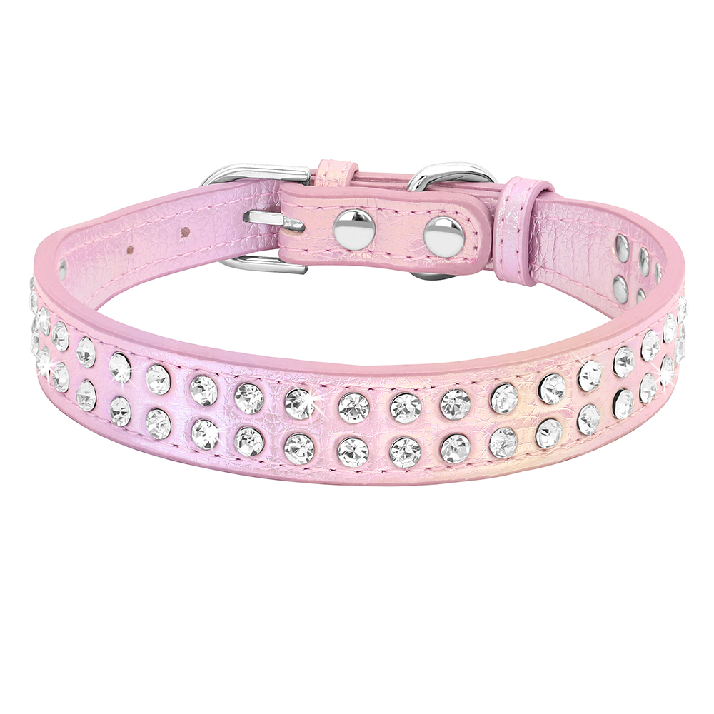Strass halsband glanzende diamant kat hondenhalsbanden kristal glitter puppy huisdier lederen ketting voor kleine middelgrote honden Chihuahua: M / Blauw