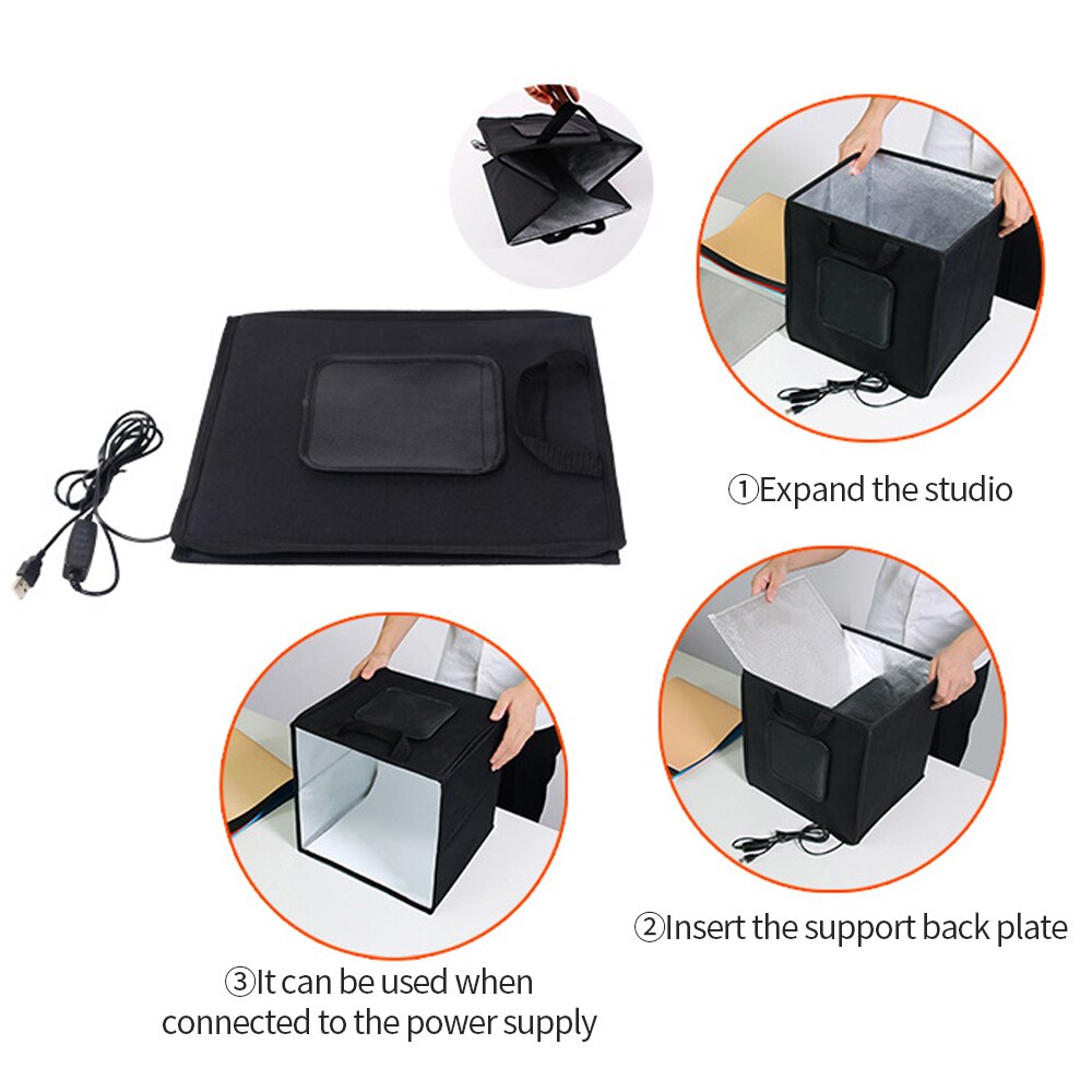 30cm Photo Studio Light Box Mini Led LightBox Dimmable Softbox Photography Shooting Tent Kit 6 Color Backdrops for Small Items