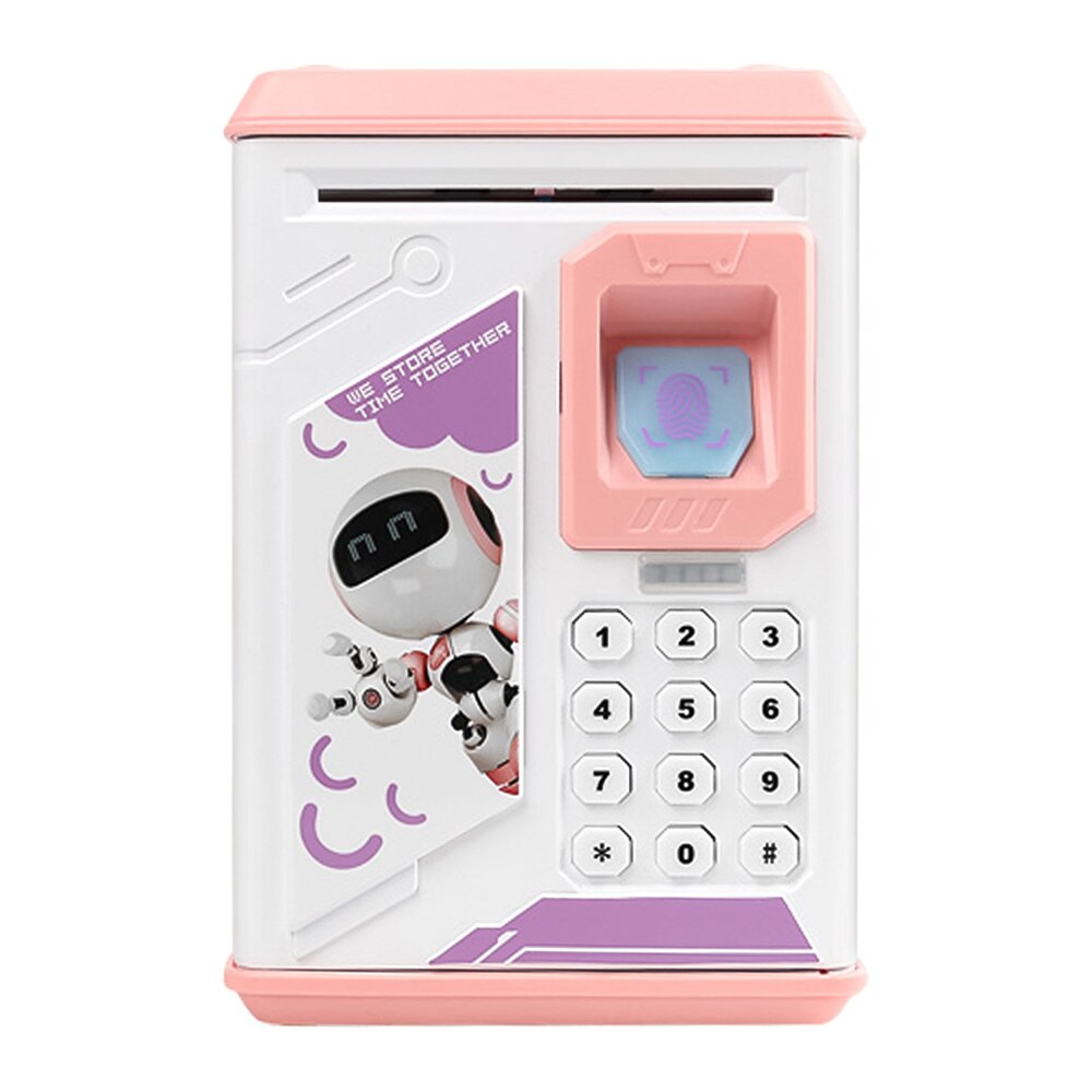 Fingerabdruck Elektronische Sparschwein ATM Passwort Geld Bargeld Münzen Spardose ATM Bank Sicher Kasten Automatische Ablagerung Banknote: Rosa