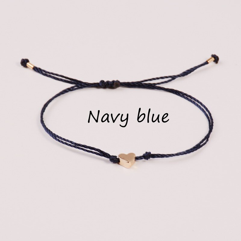 Kleurrijke Verstelbare Hart Handgemaakte Wax String Wens Armbanden & Bangles Vriendschap Armbanden voor Vrouwen Gouden Golf Sharp Armbanden: navy blue