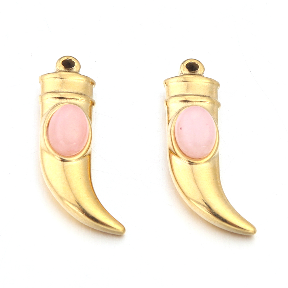 2 stk/parti rustfritt stål naturstein pepper øredobber anheng til diy halskjede smykker laging forsyninger blanding: Grå