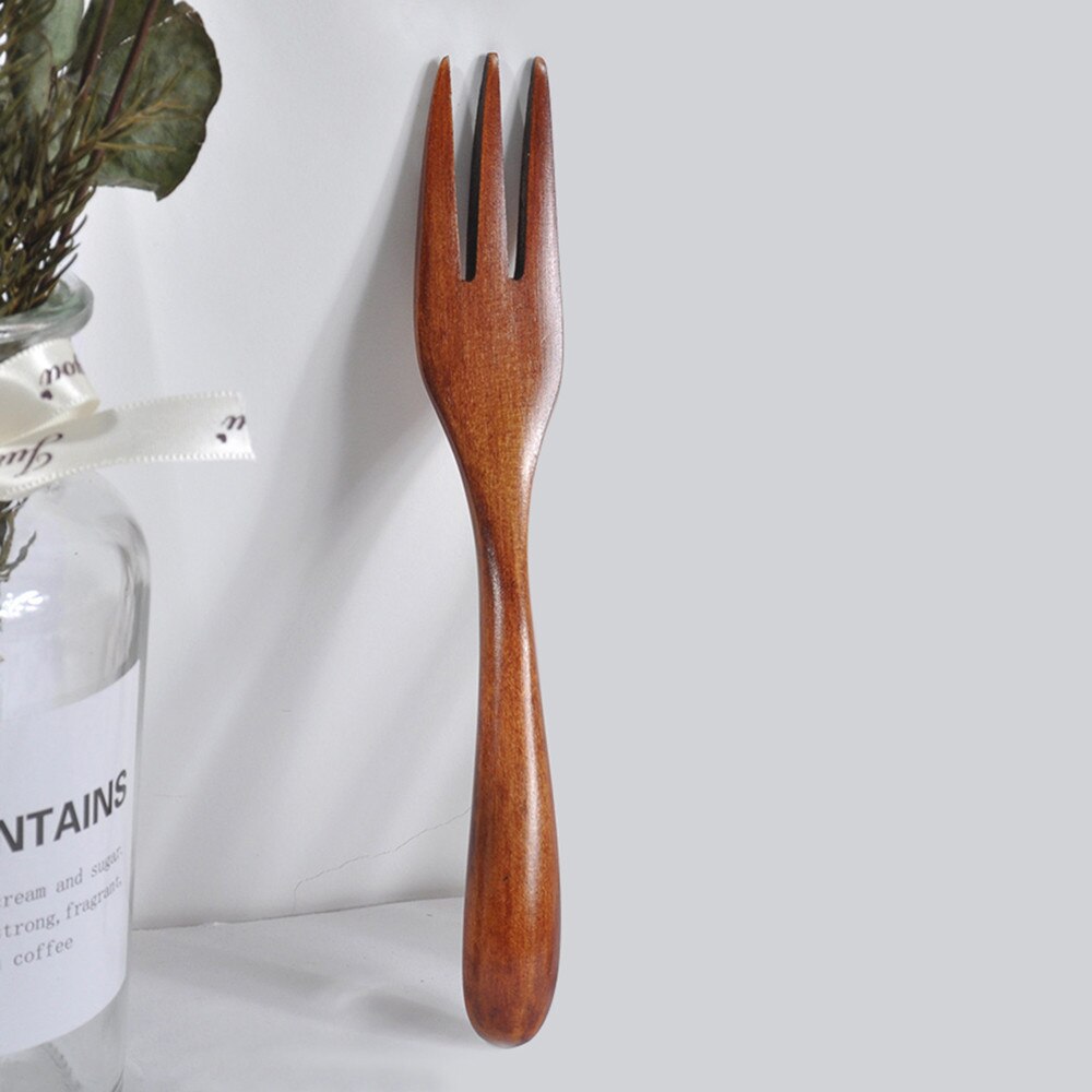 Natural Wooden Forks Three Teeth 15cm Fork With Winding Kitchen Accessories Dining Aid Guide Japan Style Tableware table fork