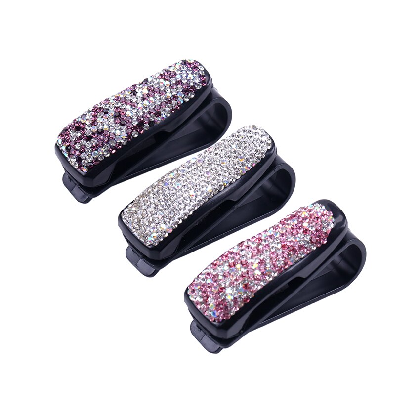 1PC Sun Visor Glasses Bracket Bill Clip Portable Sunglasses Eyeglasses Car Interior Supplies Rhinestone Diamond Decoration Clip
