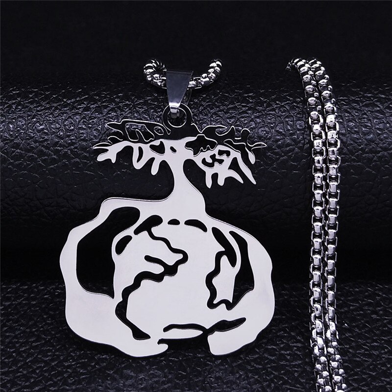 Di modo Albero della Vita Collana In Acciaio Inox per Le Donne di Colore Argento Collane Gioielli acero inoxidable joyeria mujer N11S01: E 50 cm BOX SR