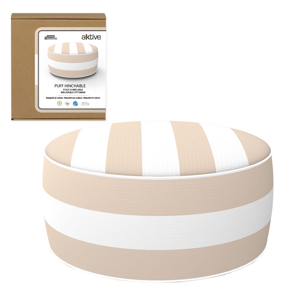 Puff Hinchable D53X23 CM Aktive, Puff asiento, Puff para sentar, Puff exterior, Muebles de salón, Puff asiento exterior: Colonial beige