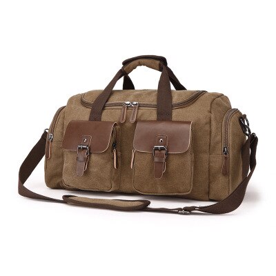 Markroyal Canvas Lederen Mannen Reistas Europese Stijl Reistassen Handtas Hoge Capaciteit Schoudertas Reizen Crossbody Bagage: Coffee