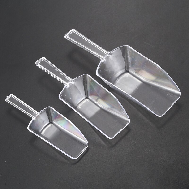 Cuchara de plástico transparente con forma de raspador de hielo de 3 piezas