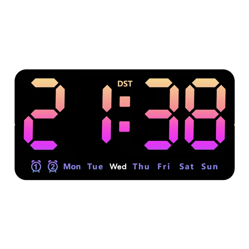 Elektronische Wanduhr Temperatur Datum Anzeige Tisch uhr Zauberstab Montage digitale LED-Wecker für zu Hause 12/24h Sprach steuerung: Gold