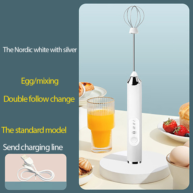 Handheld Electric Milk Frother Egg Beater Coffee Frother With USB Charger Cake Tool For Cappuccino Kitchen Mixer Multifunction: White A